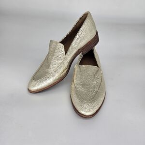 Madewell The Frances Loafer Crackle Metallic Gold size 7 leather pointed toe